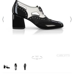 Girotti Black and White Block Heel Oxfords